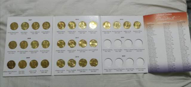 北京马甸外币专卖拍卖第十四期，非贵金属硬币专场，陆续上新，欢迎关注 2007年至2013年美国总统纪念币P版28枚原装册，品相如图