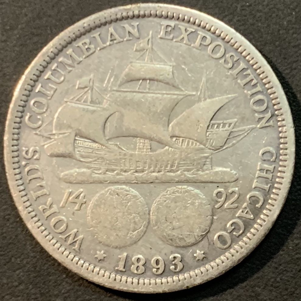 紫瑗钱币—微拍第85期  美国 1893年 哥伦布发现美洲 半美元 50美分 12.5克 0.9银
