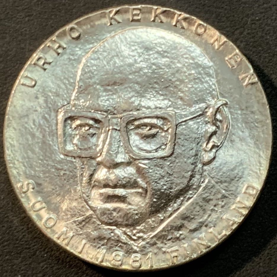紫瑗钱币—微拍第85期  芬兰 1981年 吉科宁总统诞辰80周年 50马克 20克 0.5银 UNC