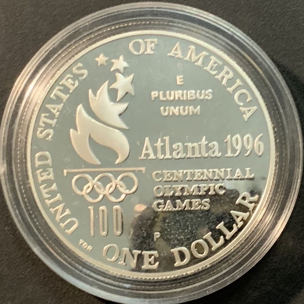 紫瑗钱币—微拍第85期  美国 1996年 亚特兰大奥运会 网球  1元  26.73克 0.9银 精制