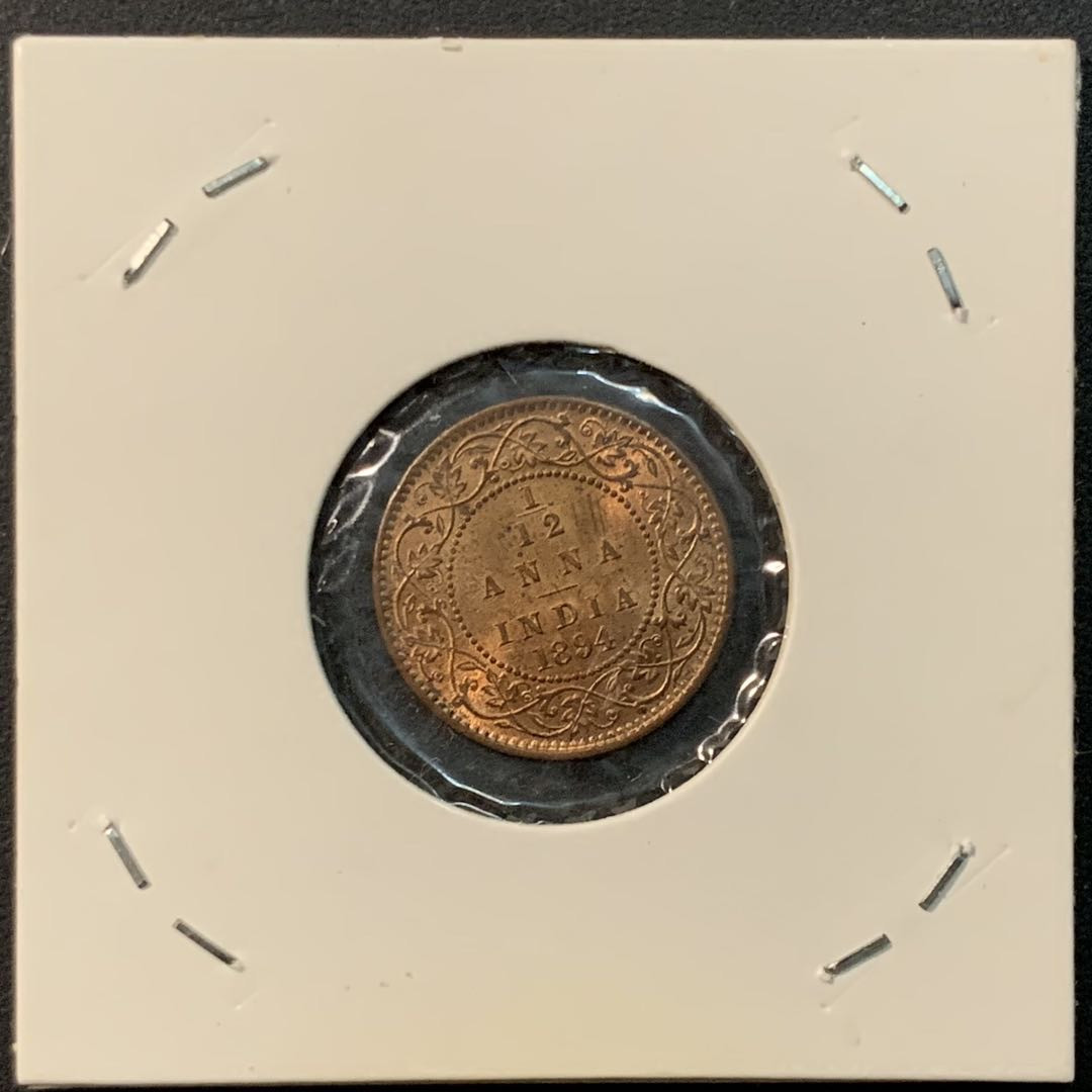 紫瑗钱币—微拍第85期  英属印度 1894年 维多利亚 1/12 安娜 BU