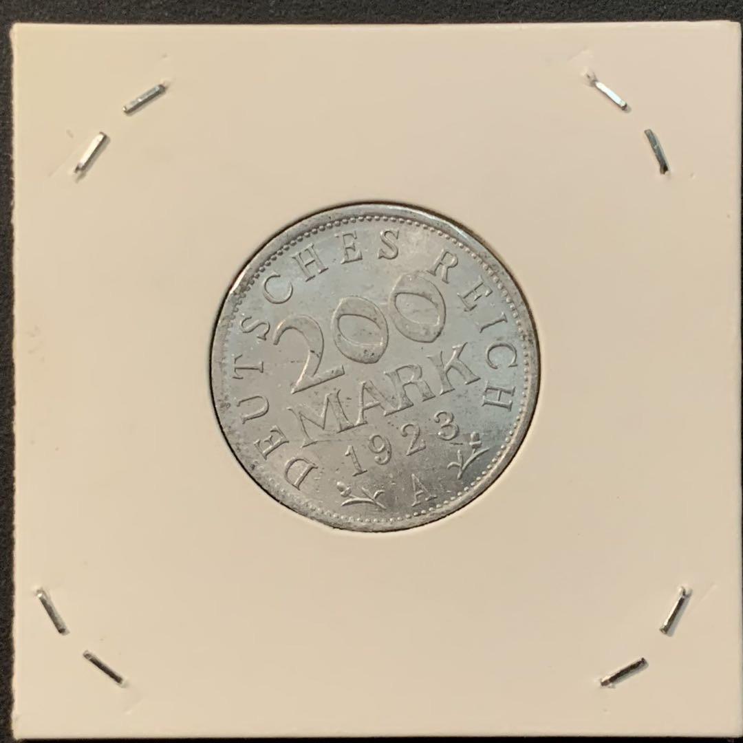 紫瑗钱币—微拍第85期  德国 魏玛时期 1923年 200马克 铝币 UNC