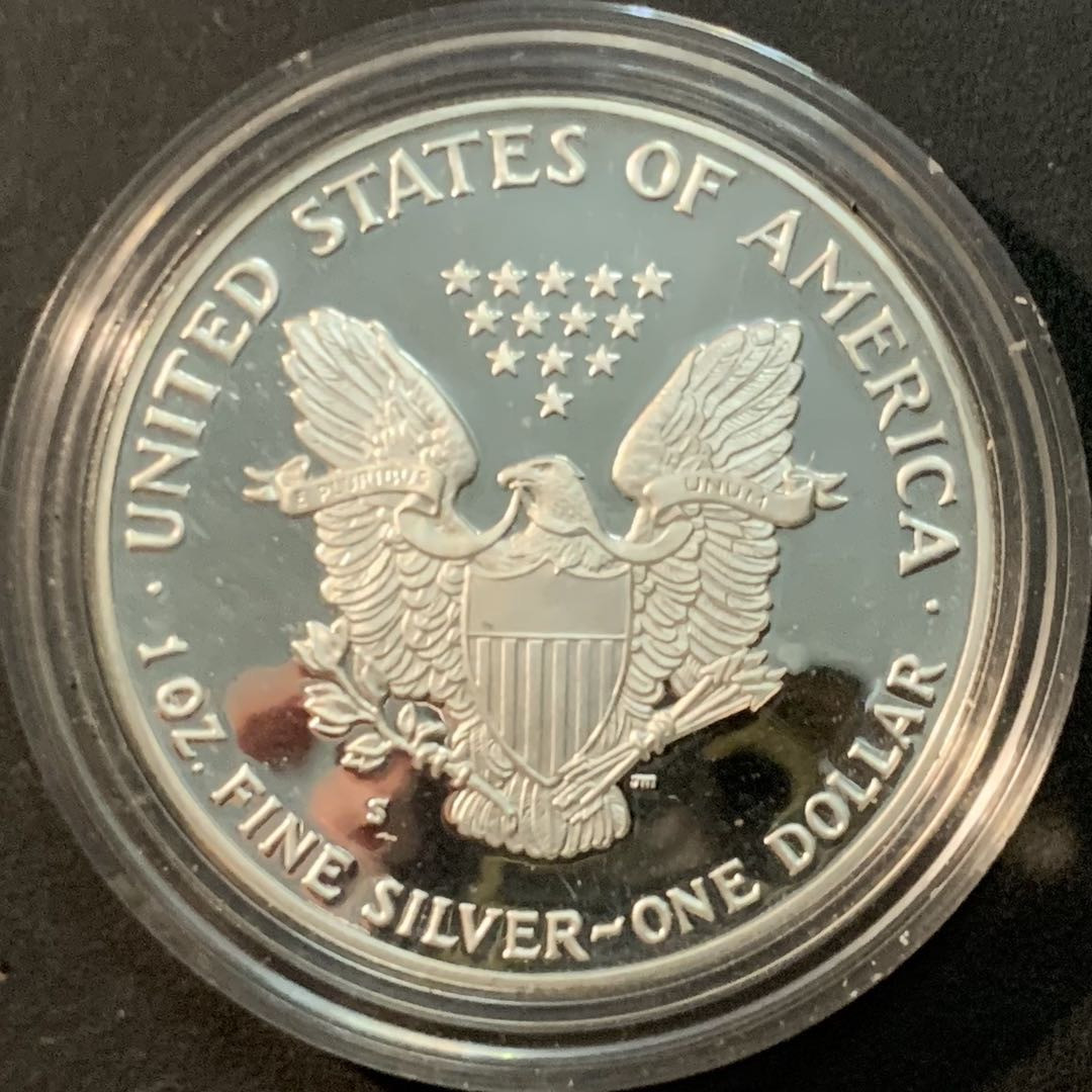 紫瑗钱币—微拍第85期  美国 1987年 S版 行走投资银币 1美元  1盎司纯银 31.1克 0.999银 精制 