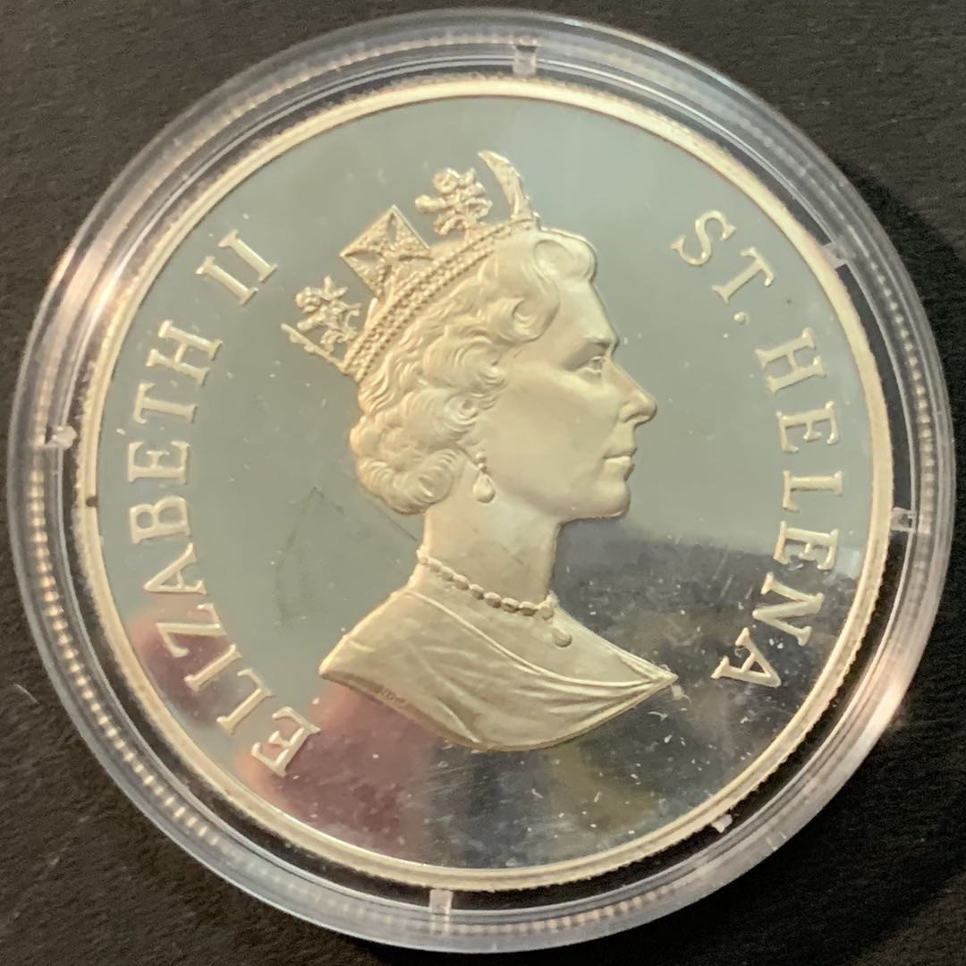 紫瑗钱币—微拍第85期  圣赫勒拿 1998年 世界野生动物基金会WWF 蓝鲸 50便士 28.28克 0.925银 精制 带证书