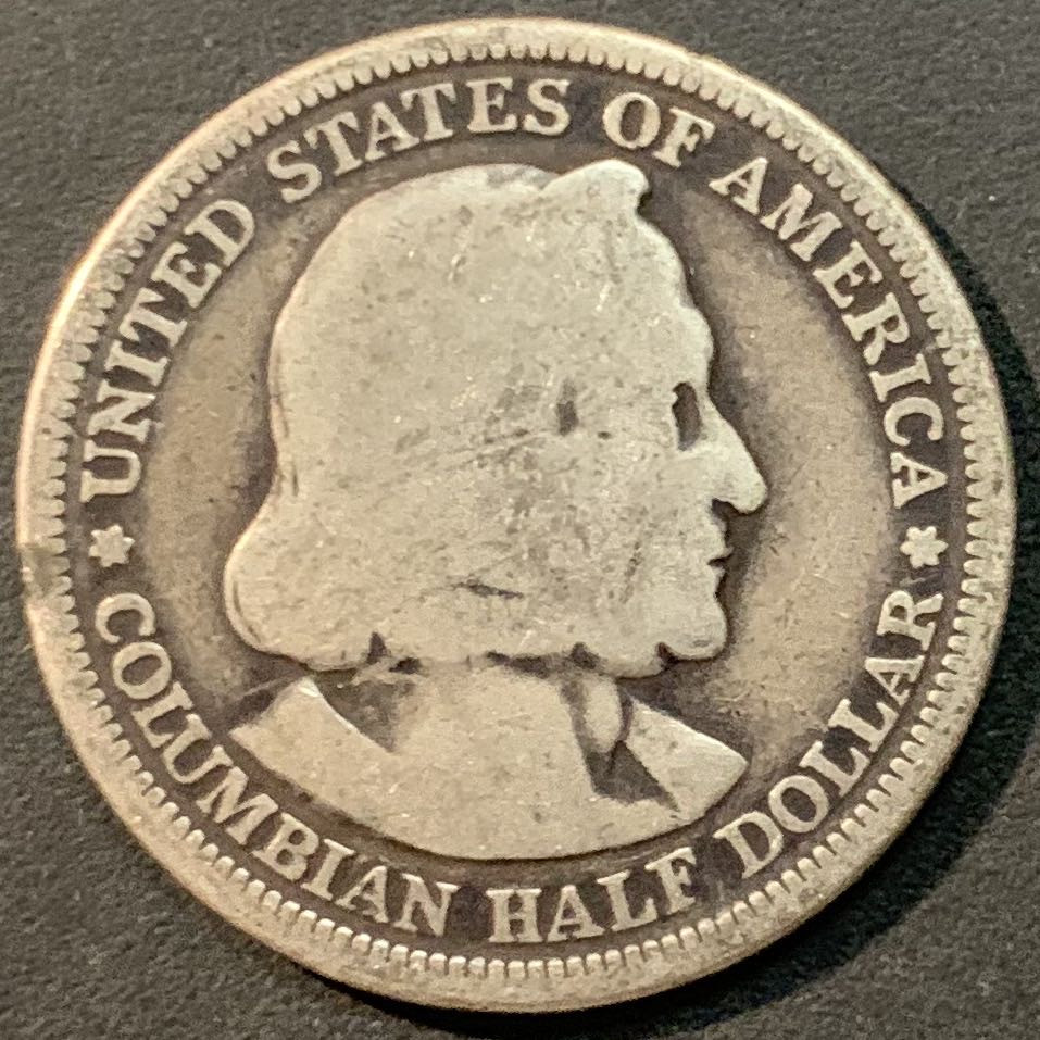 紫瑗钱币—微拍第85期  美国 1892年 哥伦布发现美洲 半美元 50美分 12.5克 0.9银