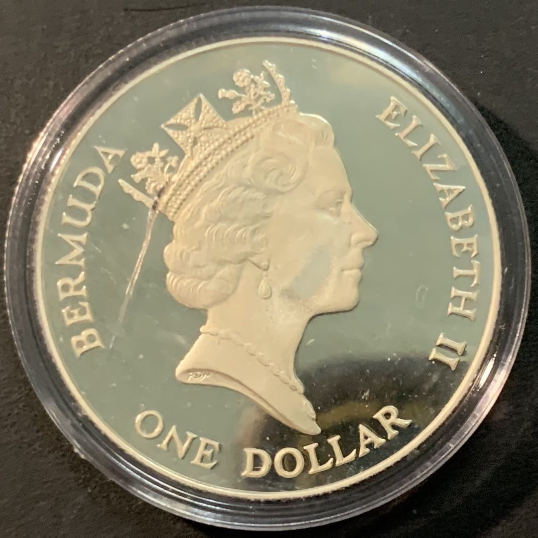 紫瑗钱币—微拍第85期  百慕大 1997年 世界野生动物基金会WWF 百慕大石龙子 1元 28.28克 0.925银 精制 带证书