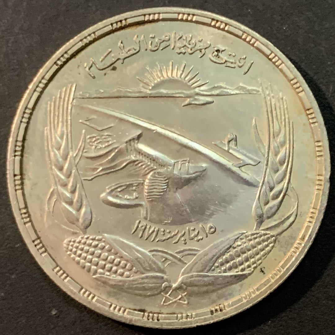 紫瑗钱币—微拍第85期  埃及 1973年 阿斯旺大坝 1磅 25克 0.72银 UNC