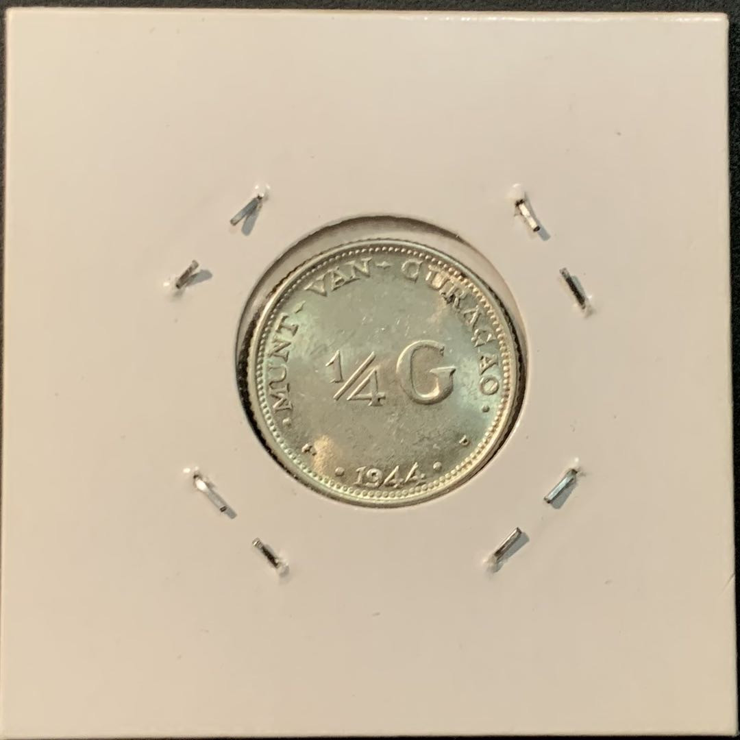 紫瑗钱币—微拍第85期  荷属库拉索 1944年 1/4盾 3.58克 0.64银 BU