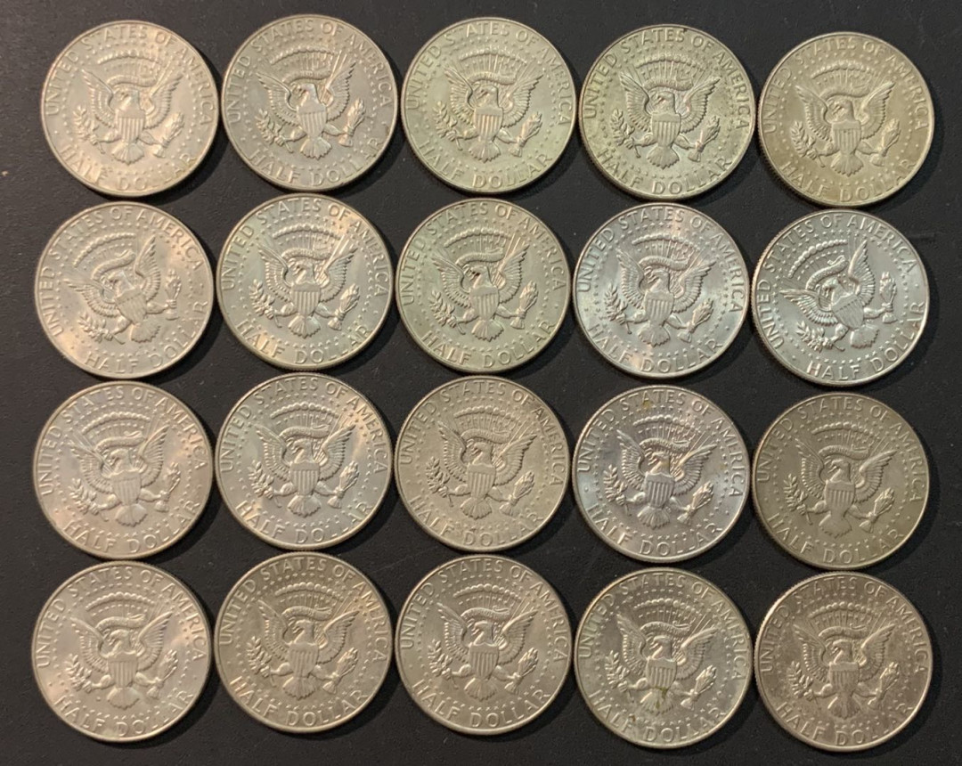 紫瑗钱币—微拍第85期  美国 1965—1970年 肯尼迪 50美分 20枚一组 共230克 0.4银
