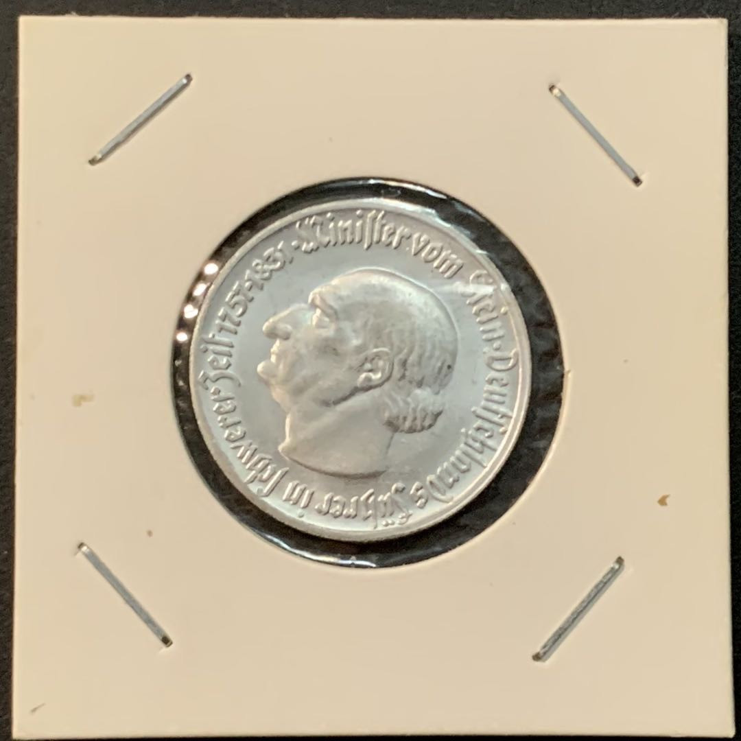 紫瑗钱币—微拍第85期  德国 威斯特法伦 1921年 紧急时期 50芬妮 大马币 UNC