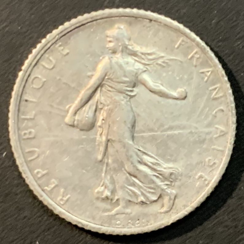 紫瑗钱币—微拍第85期  法国 1917年 播种女神 1法郎 5克 0.835银