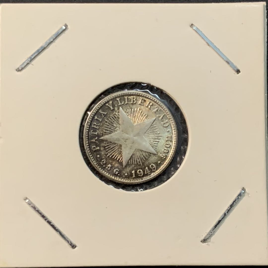 紫瑗钱币—微拍第85期  古巴 1949年 五角星 10分 2.5克 0.9银 BU