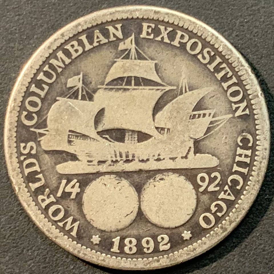 紫瑗钱币—微拍第85期  美国 1892年 哥伦布发现美洲 半美元 50美分 12.5克 0.9银