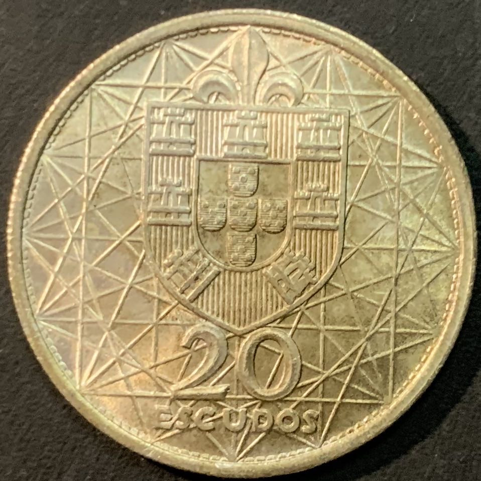 紫瑗钱币—微拍第85期  葡萄牙 1966年  里斯本大桥 20埃斯库多 10克 0.65银 UNC