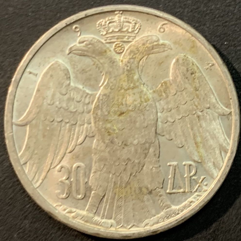 紫瑗钱币—微拍第85期  希腊 1964年 康斯坦丁二世大婚 30德拉克马 12克 0.835银