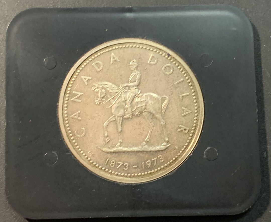 紫瑗钱币—微拍第85期  加拿大 1973年 皇家骑警成立100周年 1元 23.32克 0.5银 原盒