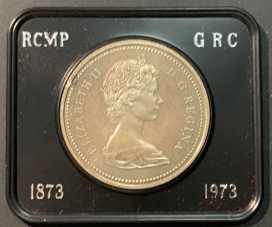 紫瑗钱币—微拍第85期  加拿大 1973年 皇家骑警成立100周年 1元 23.32克 0.5银 原盒