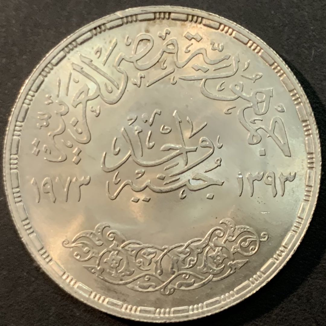紫瑗钱币—微拍第85期  埃及 1973年 阿斯旺大坝 1磅 25克 0.72银 UNC