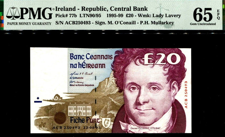 【收藏联盟】第153期拍卖——圣书之美（共55拍） 爱尔兰末版 1995-99年C序列20镑PMG65EPQ 绝品