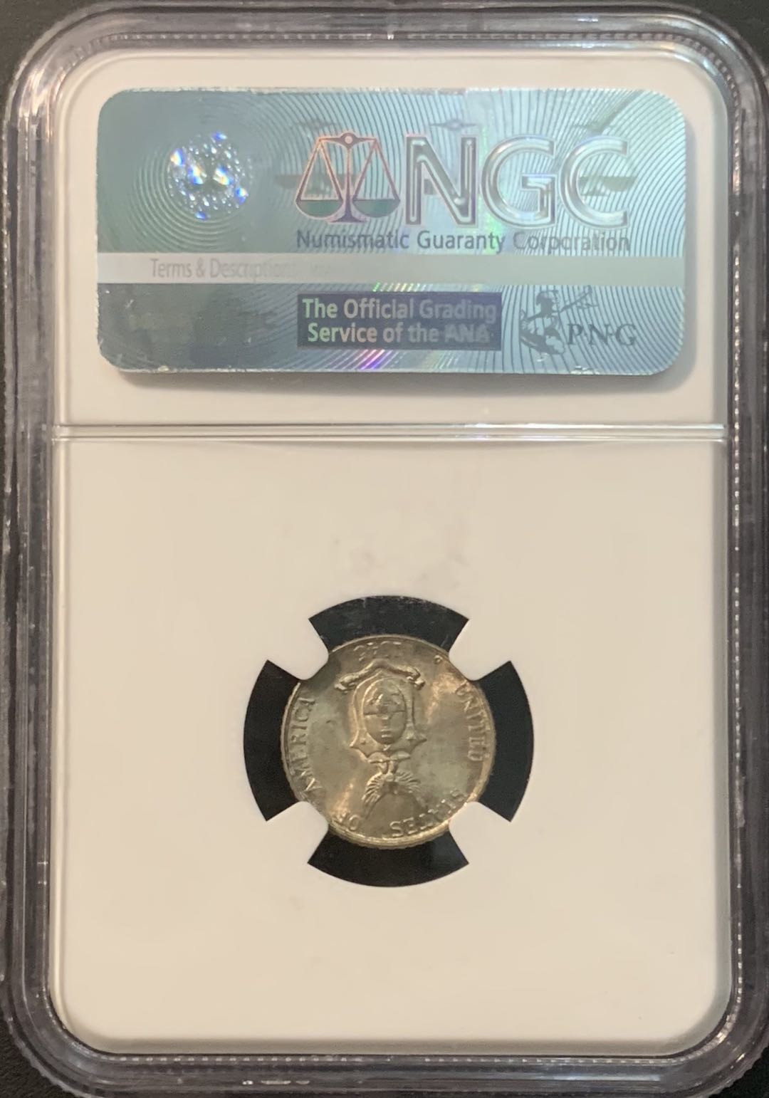 紫瑗钱币—微拍第85期  美属菲律宾 1945年 女神与火山 10分 NGC MS64