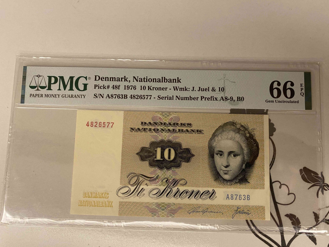 【收藏联盟】第153期拍卖——圣书之美（共55拍） 丹麦 1976年10克朗 PMG66EPQ 