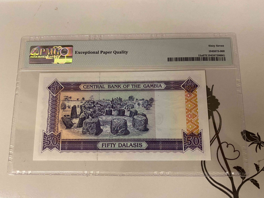 【收藏联盟】第153期拍卖——圣书之美（共55拍） 冈比亚 1989-95年50达拉西 PMG67EPQ 高分