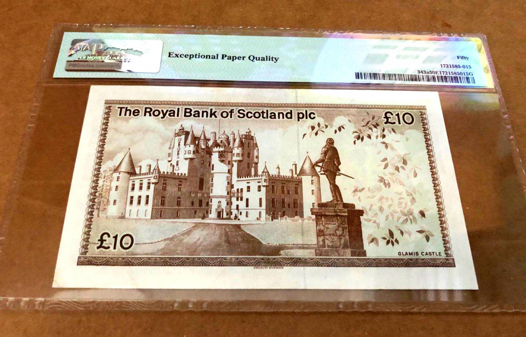 【收藏联盟】第153期拍卖——圣书之美（共55拍） 苏格兰 1982-85年10镑 PMG50EPQ BWC出品雕刻精美