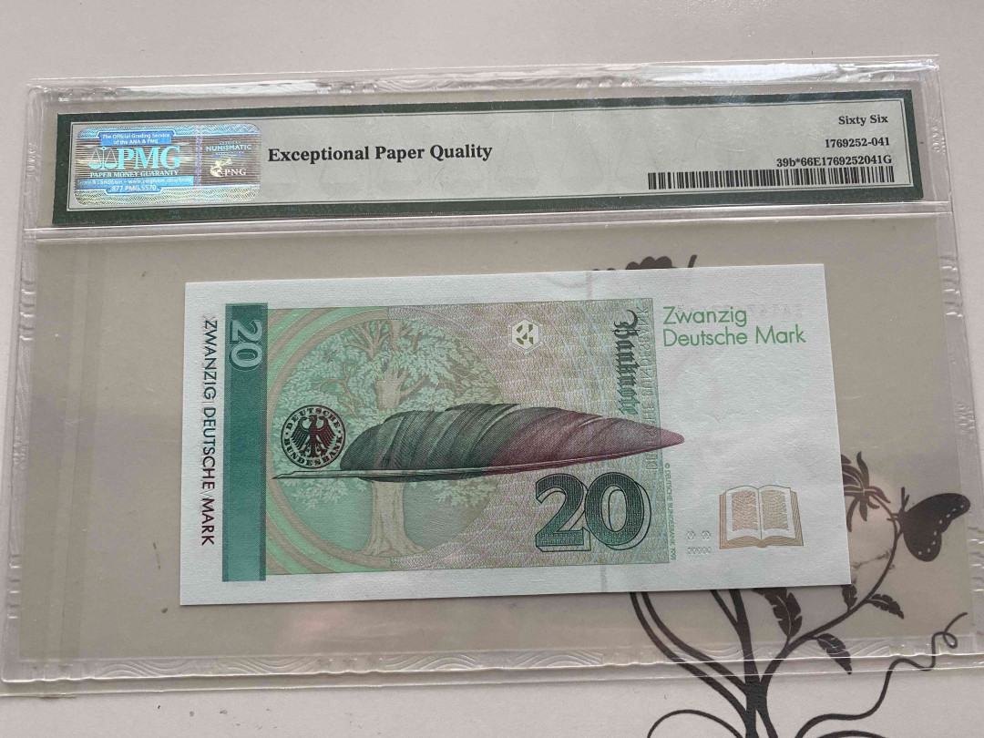 【收藏联盟】第153期拍卖——圣书之美（共55拍） 【补号ZAA冠】德国 1993年20马克 PMG66EPQ 