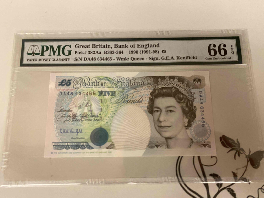 【收藏联盟】第154期拍卖——大津巴布韦遗址（共50拍） 【皇冠版】英国 1990年 5镑 PMG66EPQ 