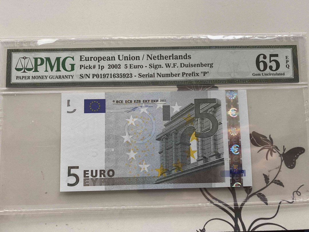 【收藏联盟】第154期拍卖——大津巴布韦遗址（共50拍） 欧盟 2002年5欧元 PMG65EPQ 首签 荷兰版  