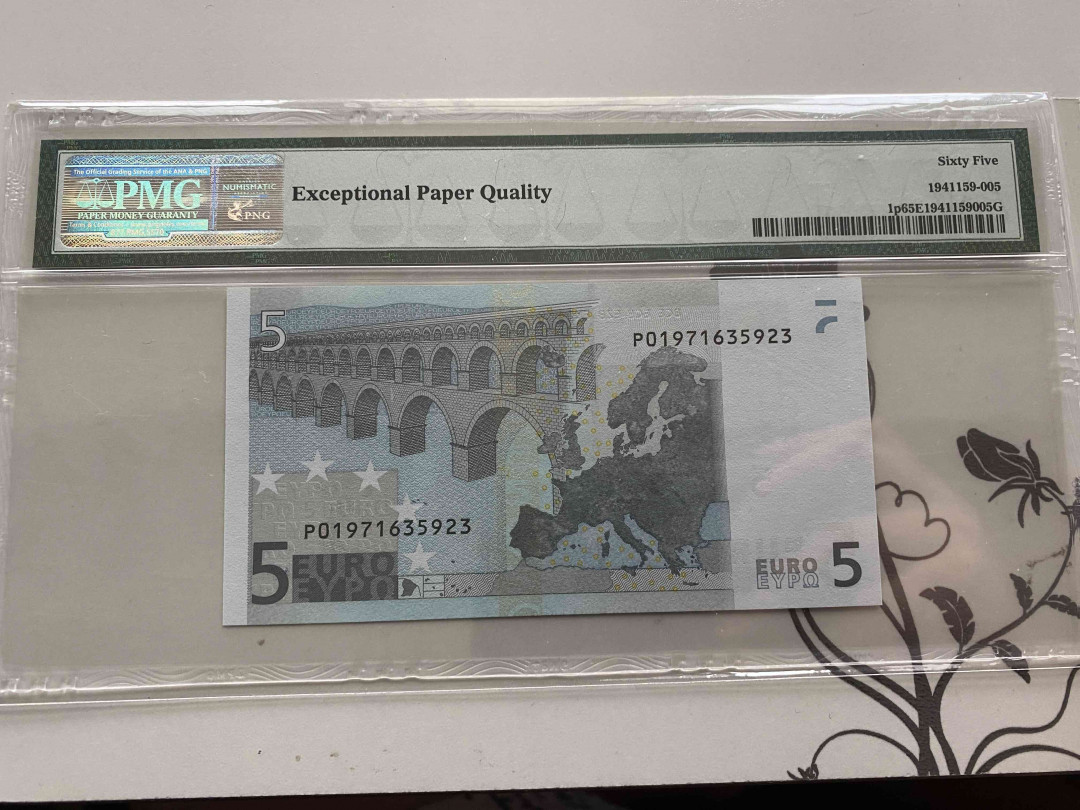 【收藏联盟】第154期拍卖——大津巴布韦遗址（共50拍） 欧盟 2002年5欧元 PMG65EPQ 首签 荷兰版  