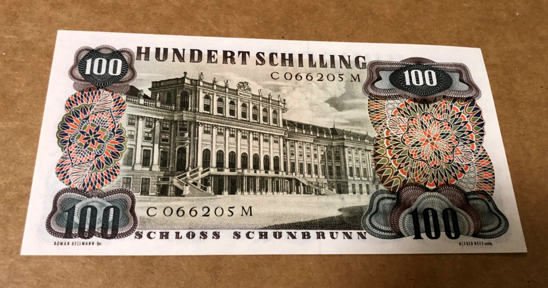 【收藏联盟】第154期拍卖——大津巴布韦遗址（共50拍） 奥地利 1960年100先令 音乐家 约翰-斯特劳斯 油墨很立体 人物雕刻精美 UNC