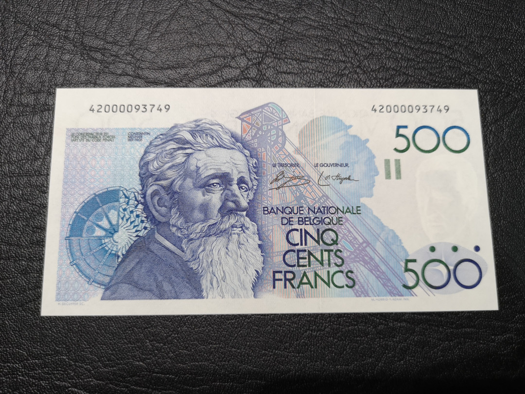 《外钞收藏家》第八十一期拍卖 比利时倒二版 500法郎  全新unc