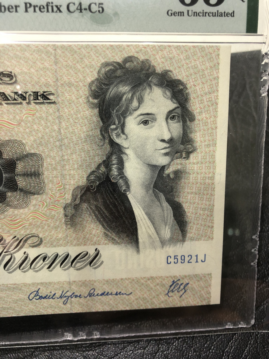 《外钞收藏家》第八十一期拍卖 丹麦1000大松鼠 绝品评级 pmg65 全新壳子