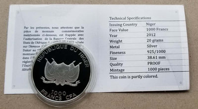 【随心拍&Getcoins】现代钱币拍卖第五十九期 尼日尔2012年郊狼彩色银币