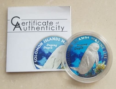 【随心拍&Getcoins】现代钱币拍卖第五十九期 所罗门2011年美人鱼儒艮彩色银币  