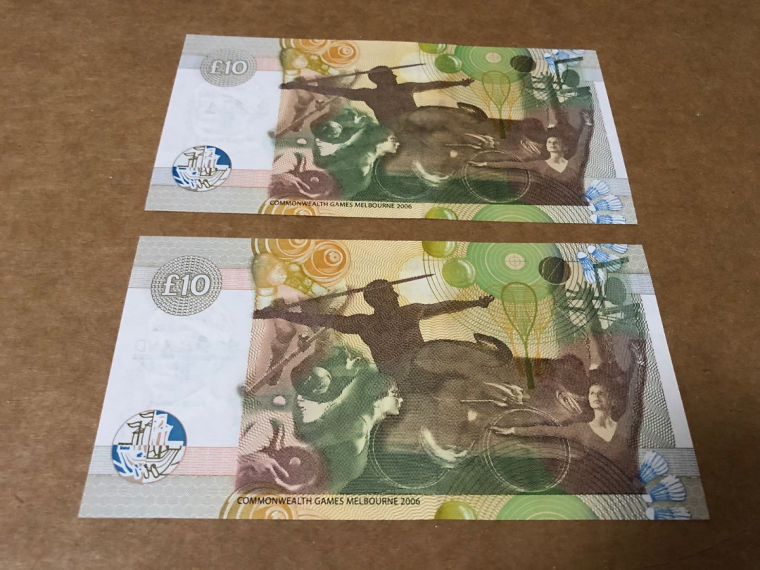 【收藏联盟】第155期拍卖——日本的释迦摩尼（共45拍） 【一组2张】苏格兰2006年10镑 第18届英联邦运动会纪念钞 全新UNC 苏格兰传教士施勒塞Mary Slessor