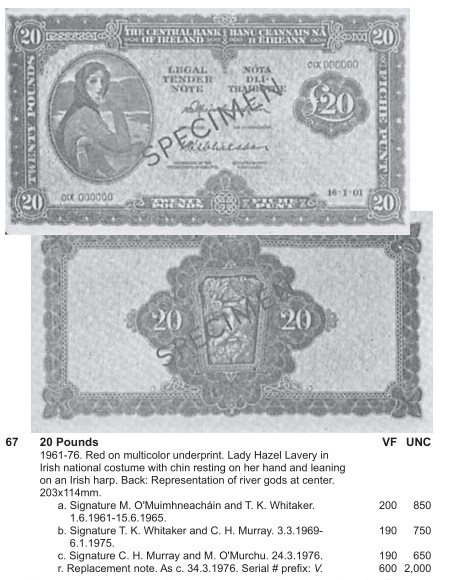 【收藏联盟】第155期拍卖——日本的释迦摩尼（共45拍） 爱尔兰 1970年20镑 p67b 早期年份 PMG65EPQ 超大票幅 经典 