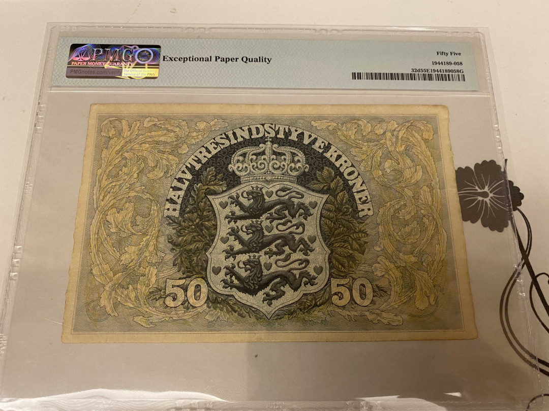 【收藏联盟】第155期拍卖——日本的释迦摩尼（共45拍） 丹麦 1942年50克朗 PMG55EPQ 早期精美