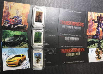 【随心拍&Getcoins】现代钱币拍卖第五十九期 图瓦卢2014年变形金刚长方形彩色纪念银币3枚全套