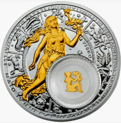 【随心拍&Getcoins】现代钱币拍卖第五十九期 【白俄罗斯】白俄罗斯2013年20卢布，十二星座银币系列--“处女座”，镶嵌可旋转“活体”小女孩 镀24K金 嵌透明水晶窗精制银币