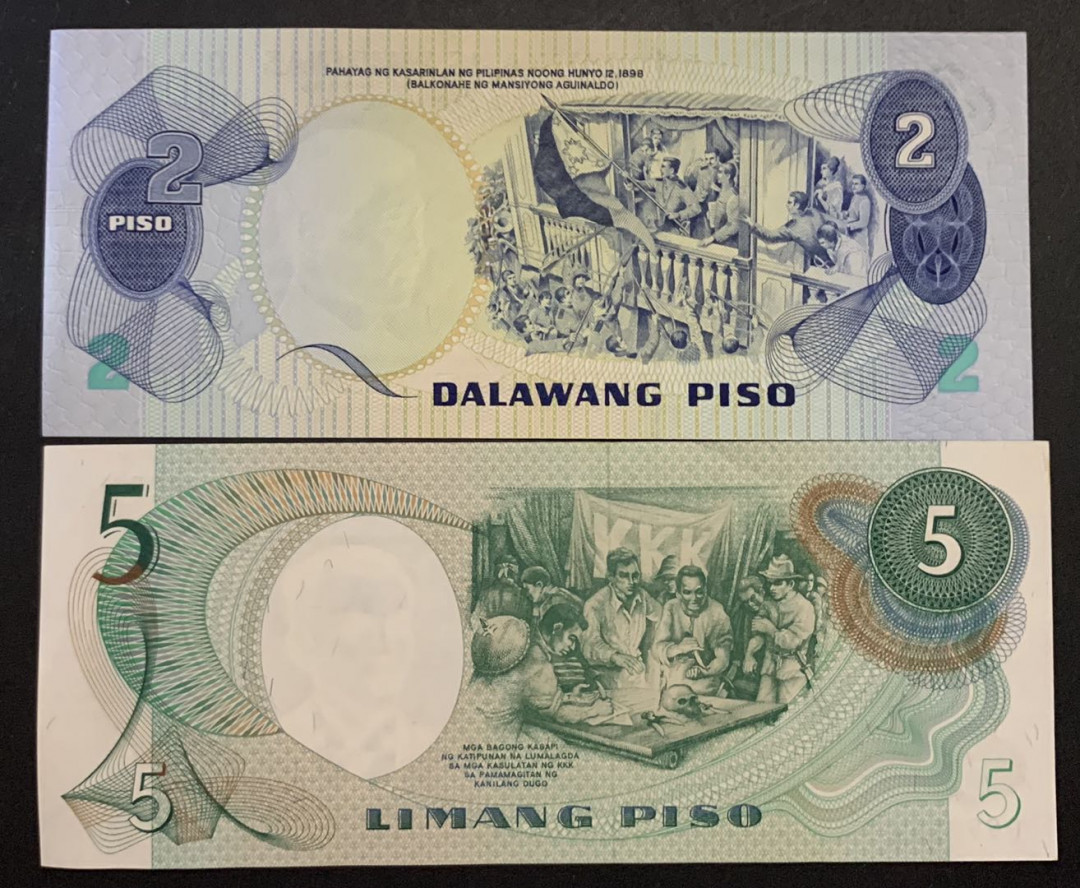 紫瑗钱币——微拍第87期—纸币场 菲律宾 早期 2 5比索 2枚一组 UNC