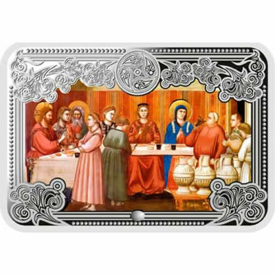 【随心拍&Getcoins】现代钱币拍卖第五十九期 安道尔2013年5第纳尔，上帝传奇系列(2) 乔托.迪.邦多内名画—《坎纳的婚礼》 彩色异形(矩形)精制银币