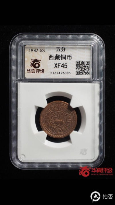 永恒藏品拍卖专场《第三十八期》 - 西藏铜币五分华夏评级xf45 铜元铜板西藏新雪康 