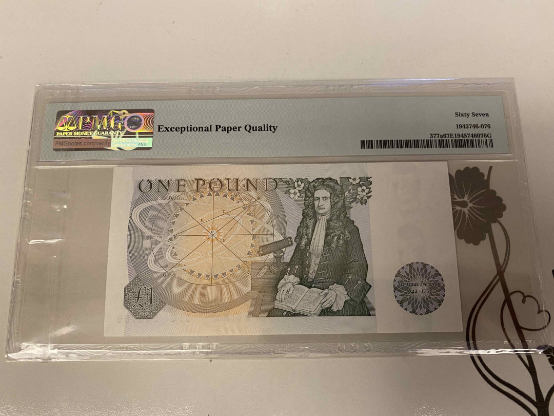 【收藏联盟】第157期拍卖——芝麻开门（共48拍） 【789顺子号】英国 1978-80年1镑 PMG67EPQ 牛顿