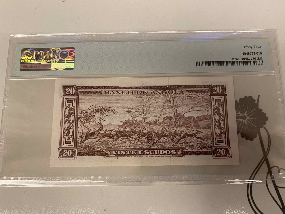 【收藏联盟】第157期拍卖——芝麻开门（共48拍） 安哥拉 1956年20埃斯库多 PMG64 动物群 精美