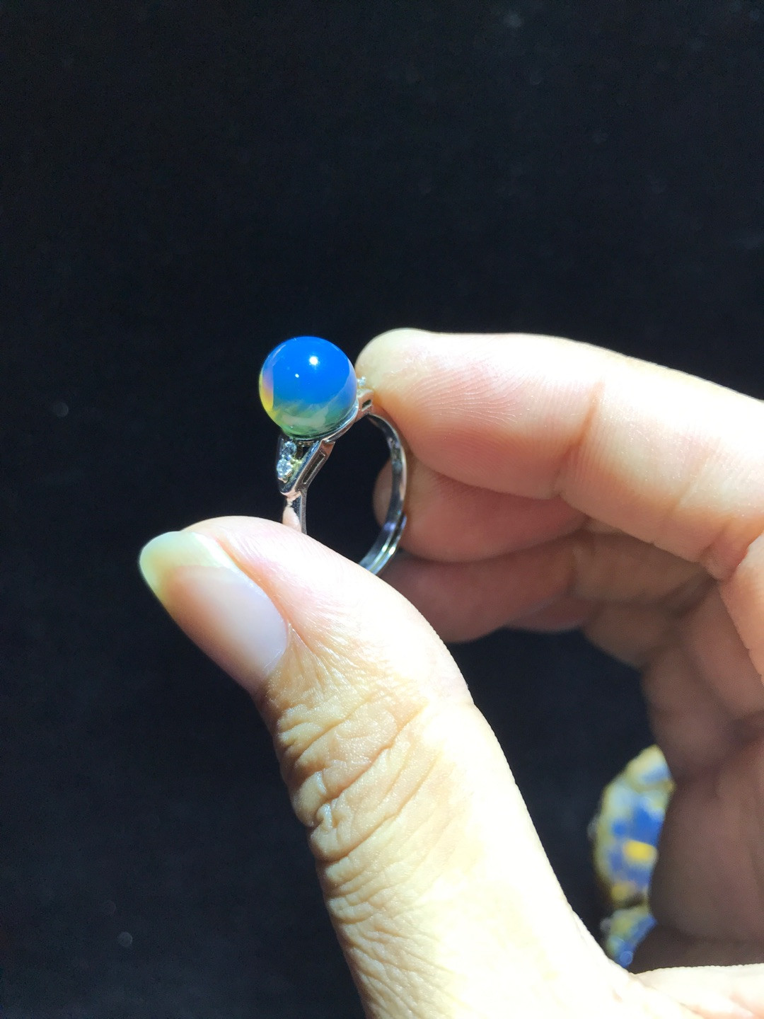 多米尼加蓝珀专场 多米尼加蓝珀戒指女款