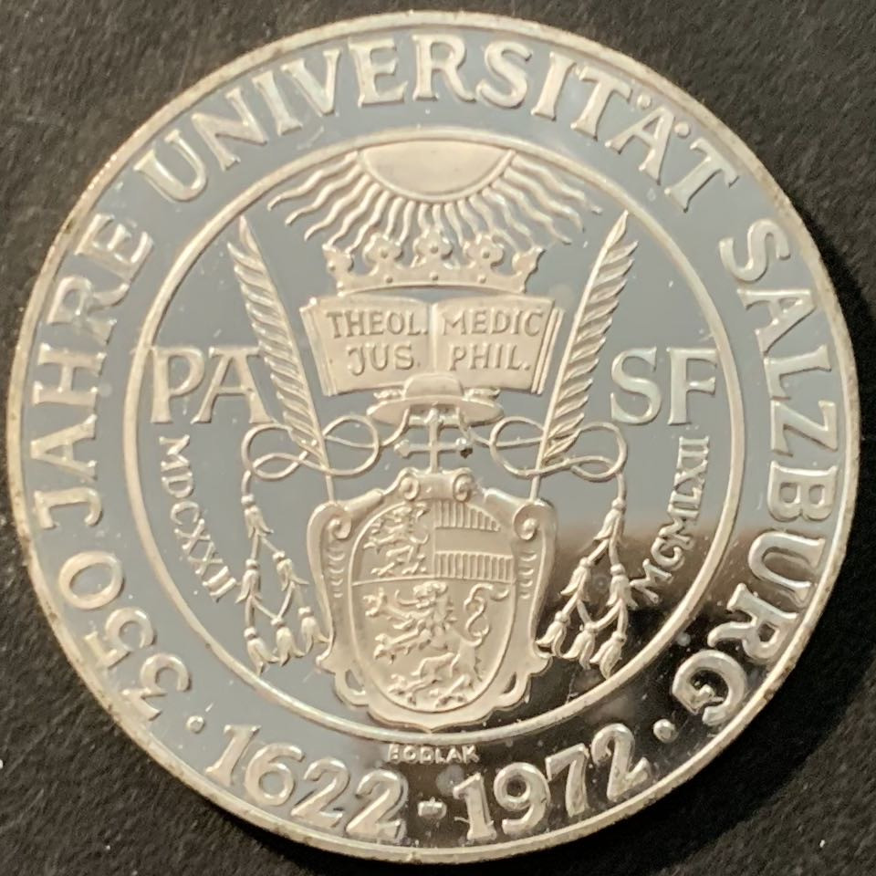 紫瑗钱币—微拍第90期  奥地利 1972年 萨尔兹堡大学350周年 50先令 20克 0.9银 精制