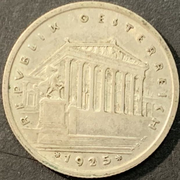 紫瑗钱币—微拍第90期  奥地利 1925年 国会大厦 1先令 6克 0.64银