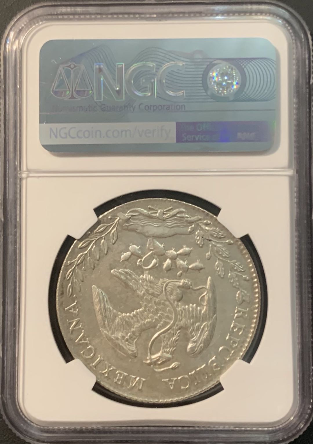 紫瑗钱币—微拍第90期  墨西哥 1894年 MOAM 8里亚尔 花边鹰洋 NGC MS63